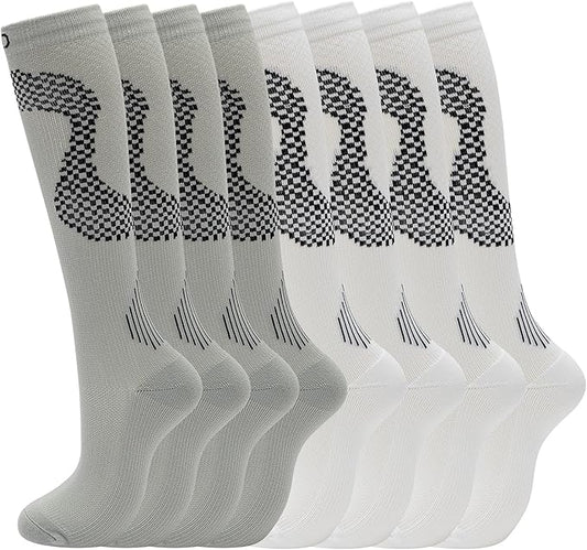 fenglaoda 8 Pairs Compression Socks for Men & Women 20-30 mmHg Knee High Nurse Pregnant Running Medical and Travel Athletic