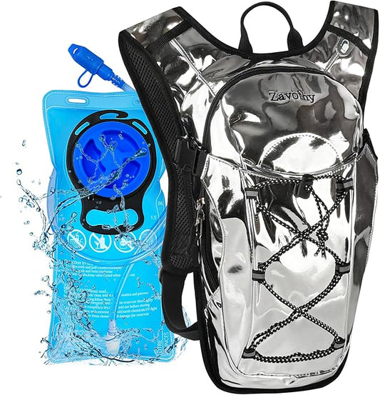 Reflective Hydration Backpack, Hydration Pack - Water Backpack with 2L Hydration Bladder, Essential for Festivals - Rave Hydration Pack for Hiking, Running, Cycling, and Festivals