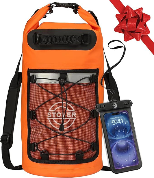 STOVER 5/10/25/30/40/55L Waterproof Dry Bag- Roll-Top Backpack w/Phone Case- Kayaking, Hiking, Camping, Boating- Men/Women