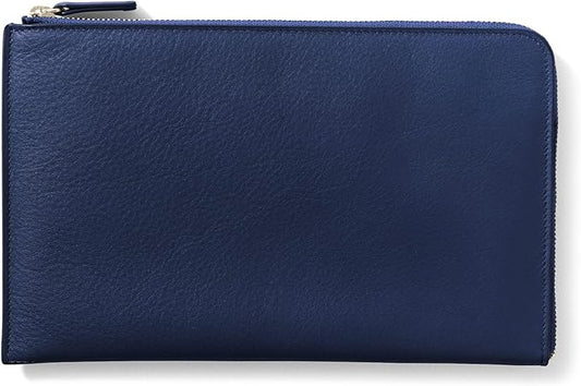 Leatherology Navy Blue Slim Zip Travel Wallet – Full Grain Leather Passport & Card Organizer