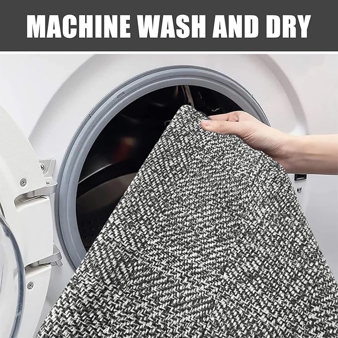 Collive Kitchen Runner Rug, 2' x 4.3' Hand-Woven Reversible Washable Rugs, Grey Cotton Modern Farmhouse Bathroom Mat Hallway Carpet for Foyer Bedroom Entry Back Door Decor