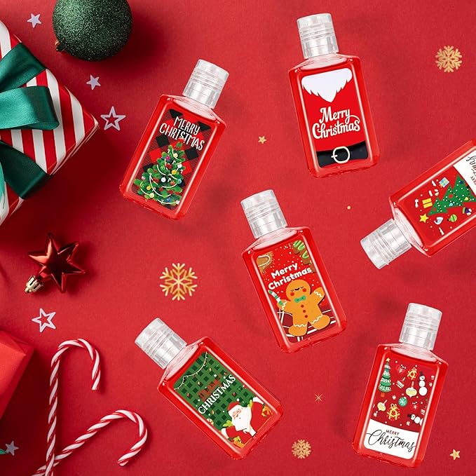 50 Pcs Christmas Mini Hand Sanitizer Bulk Christmas Gifts Favors 1fl oz Travel Size Hand Soap Gifts Small Hand Sanitizer Thank You Gifts for Xmas Goodie Bags Stocking Stuffers (Classic)