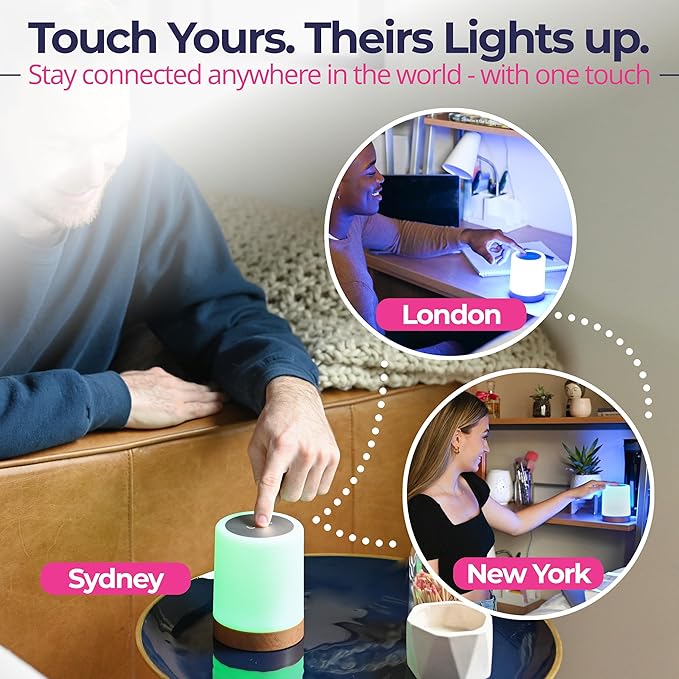 LuvLink Friendship Lamp v2.0 - Long Distance WiFi Touch Lamps for Couples, Friends & Family | Stay Connected from Anywhere – Easy App Setup – No Subscription (Set of Three)
