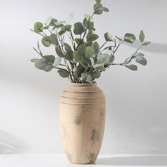 Ceramic Flower Vase with Handles, 12 inch Tall Vase for Centerpieces, Large Decorative Terracotta Vases, Farmhouse Rustic Vases for Home Decor, Living Room, Table, Neutral vase Lyeec