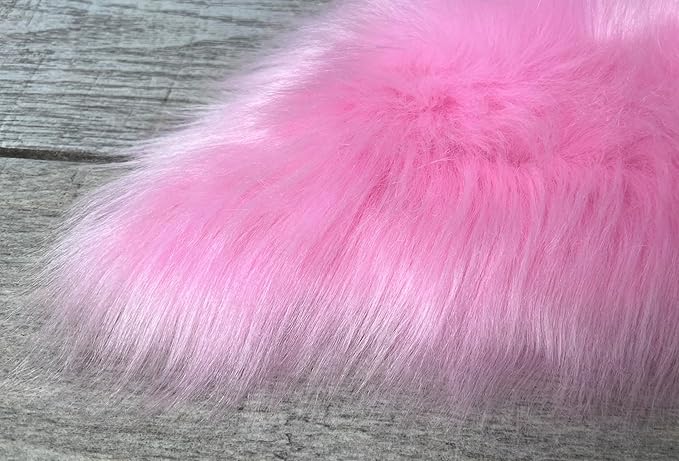 Free Shape Luxury Soft Fluffy Shag Area Rug Duo Decto 12 Pelts 6'x12', 180x360cm - Vegan Fur Ultra Soft Indoor Carpet Nursery Rugs for Bedroom Home Decor, Pink