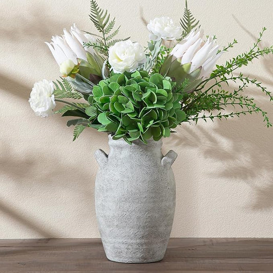 Ceramic Flower Vase with Handles,9.76 Inch Large Decorative Vase,Rustic Farmhouse Vase for Living Room Bedroom Kitchen Table Office Centerpiece Decorations, Holiday & Wedding