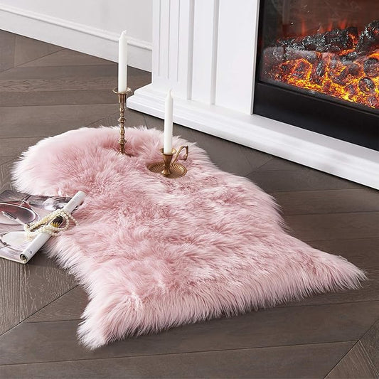 SERISSA Faux Sheepskin Fur Chair Couch Cover Small Fuzzy Area Rug for Bedroom Floor Window Room Decor 2x3 Feet