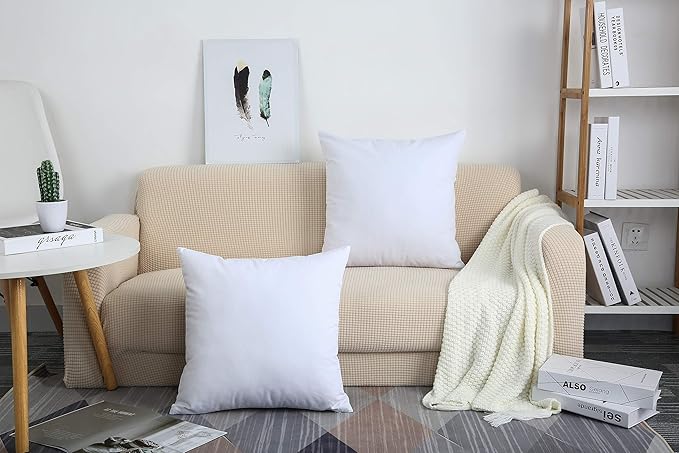 TangDepot Handmade Decorative Solid 100% Cotton Canvas Throw Pillow Covers/Cushion Covers, 45 Colors Available - (20" x20" , White, 2 Count (Pack of 1))