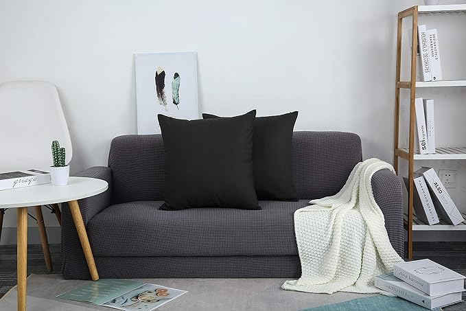TangDepot Cotton Solid Throw Pillow Covers, 24" x 24" , Charcoal Gray, 1 Count (Pack of 1)