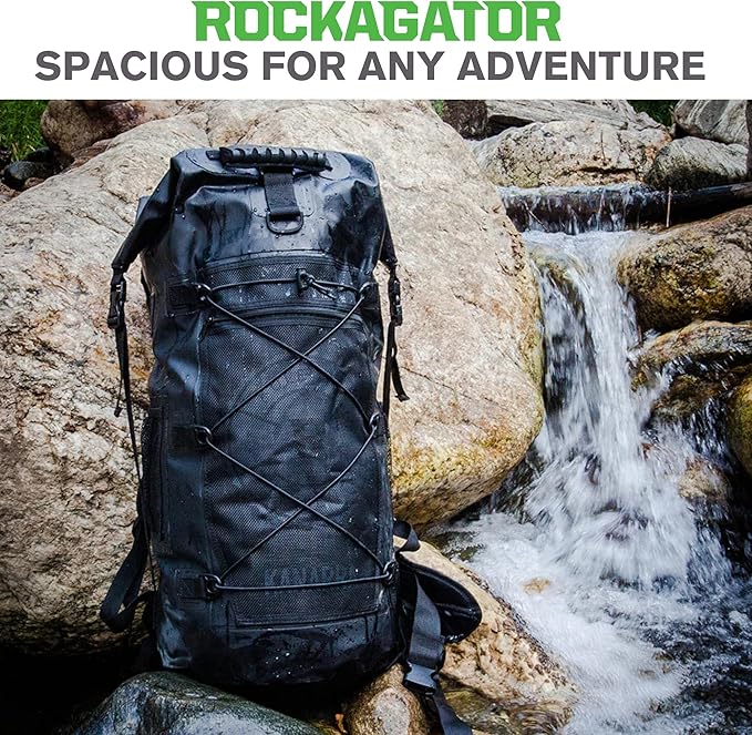 Rockagator Kanarra 90L Waterproof Backpack for Camping, Hiking, Mountaineering, Backpacking, Hunting, Fishing, Canoeing, Outdoor Activities, The Wet Outdoors - Large Capacity, Roll Top Closure, Tan
