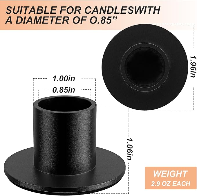 2 Pcs Black Candle Holder - Elegant Taper Candle Holders, Classic Candlestick Holders for Table Centerpiece, Festive Christmas Mantel Display or Sophisticated Home Decor
