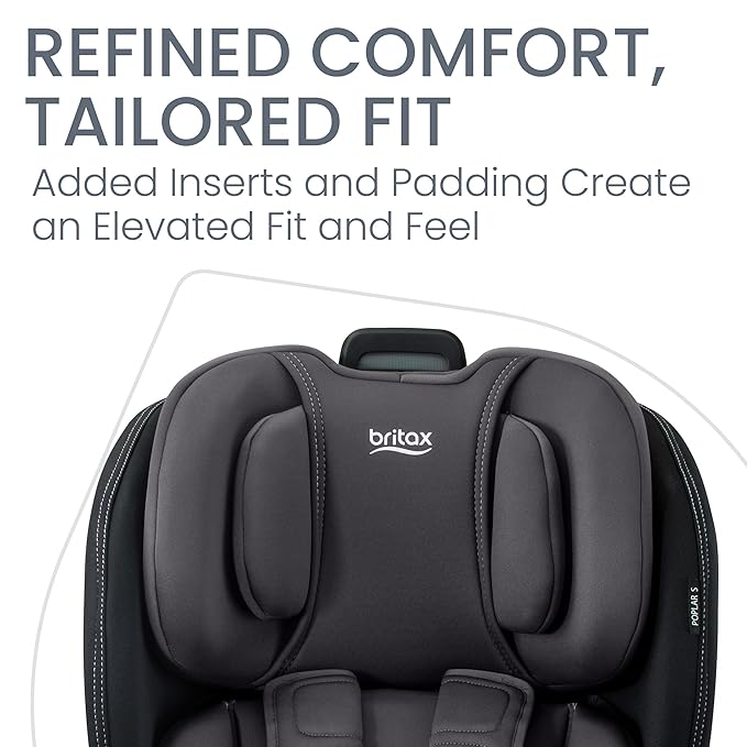 Britax Poplar S Convertible Car Seat, 2-in-1 Car Seat with Slim 17-Inch Design, ClickTight Technology, Stone Onyx