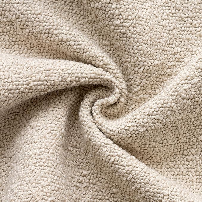Woaboy Pack of 2 18x18 Inch Decorative Boucle Throw Pillow Covers Textured Square Pillowcaes Accent Solid Cozy Soft Cushion Covers Home Decor for Sofa Couch Living Room Home Decor,Neutral