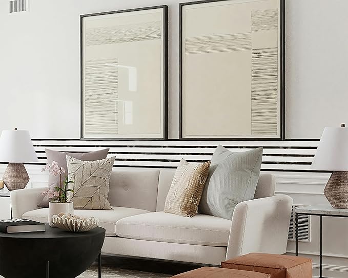 FLFK Wallpaper Border - Black and White Striped Wall Borders Decal Peel and Stick Trim 8" x 240"