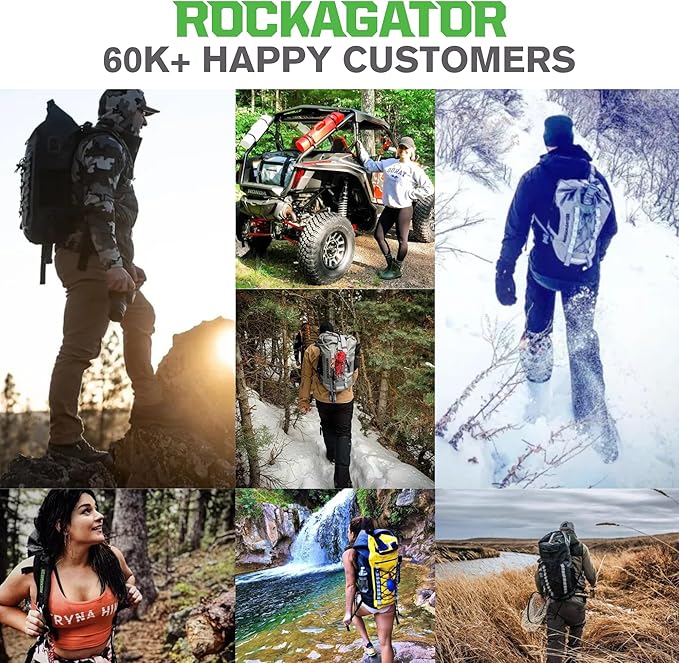 Rockagator Kanarra 90L Waterproof Backpack for Camping, Hiking, Mountaineering, Backpacking, Hunting, Fishing, Canoeing, Outdoor Activities, The Wet Outdoors - Large Capacity, Roll Top Closure, Orange