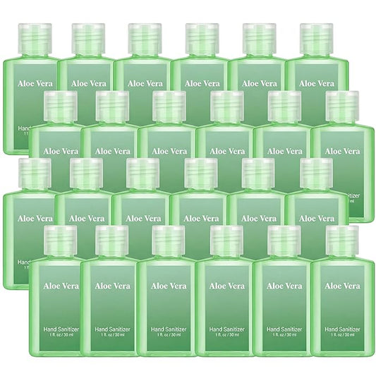 Frienda 24 Pcs Mini Hand Sanitizers Bulk Aloe Vera Refreshing Gel Pocket Scented Hand Sanitizers Travel Size for Christmas Stocking Stuffers Women Men Teacher Nurses Coworker Staff Guest Holiday Gifts