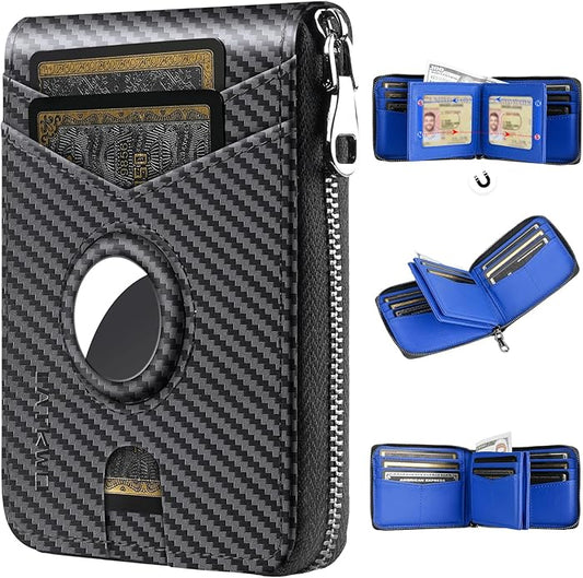 Men’s RFID Blocking Zipper Large Dimensions Wallet with 2 ID Windows - Large Capacity Design, 13 Credit Card Slots