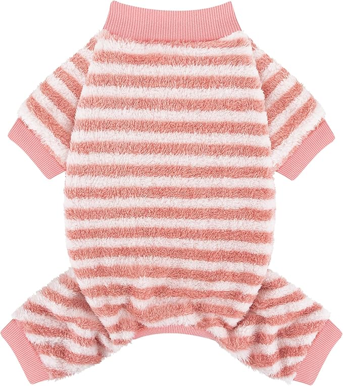 XPUDAC Stripe Dog Sweater Fleece Dog Pajamas Winter Pet Clothes for Small Medium Dogs Girl Boy Doggy Apparel for Cold Weather, XL