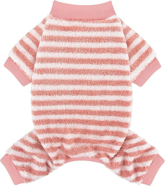 XPUDAC Stripe Dog Sweater Fleece Dog Pajamas Winter Pet Clothes for Small Medium Dogs Girl Boy Doggy Apparel for Cold Weather, M