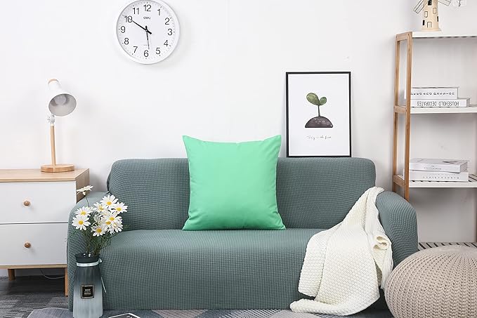 TangDepot Handmade Decorative Solid 100% Cotton Canvas Throw Pillow Covers/Cushion Covers, 45 Colors Available - (18" x18" , Mint Green, 2 Count (Pack of 1))