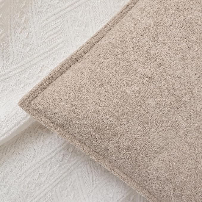 Kevin Textile Waterproof Decorative Pillow Covers Khaki 12x20 Inch Pack of 2 Soft Boucle Textured Lumbars Cushions Elegant Accent Pillows for Couch Sofa Chair Bed Home Decor Indoor Outdoor
