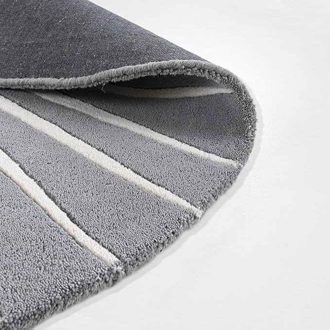 Modern Round Area Rug – Hand-Tufted with 100% NZ Wool, Thick & Soft Circular Carpet for Living Room, Bedroom & Dining Room Decor (Grey, 5' Round)