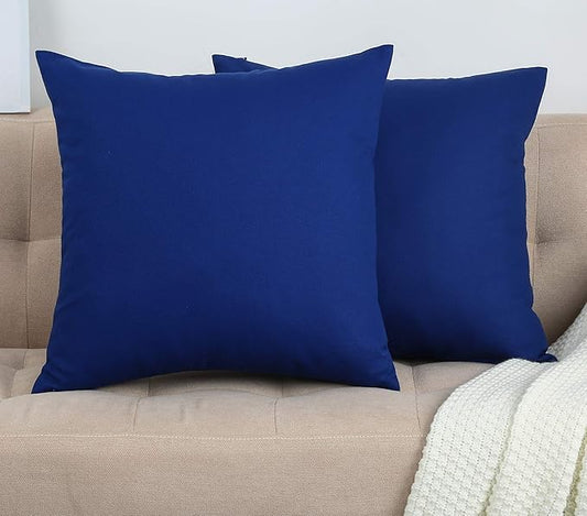 TangDepot Handmade Decorative Solid 100% Cotton Canvas Throw Pillow Covers/Cushion Covers, 45 Colors Available - (16" x16" , Royal Blue, 2 Count (Pack of 1))