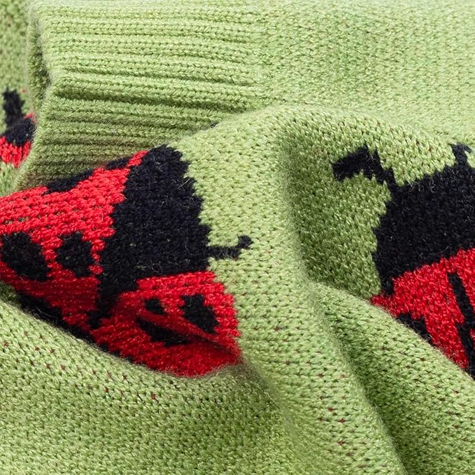 Fitwarm Ladybug Dog Sweater, Warm Dog Winter Clothes for Small Dogs Boy Girl, Pet Outfit, Green, Red, Black, Large