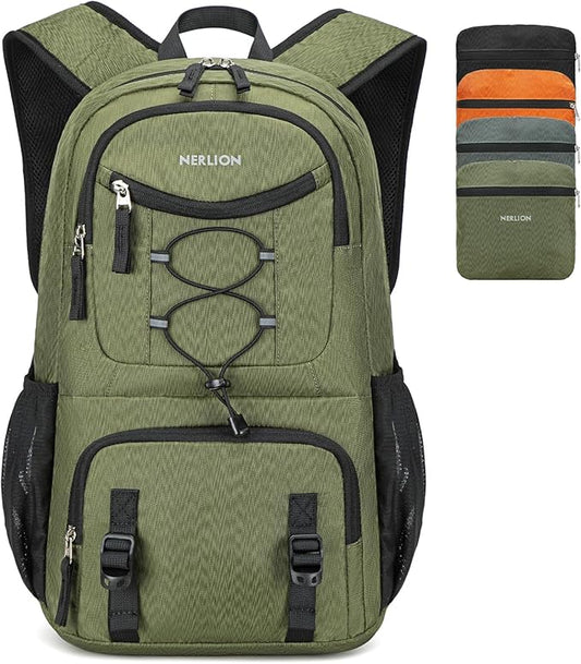 Nerlion Lightweight Foldable 35L Hiking Backpack Travel Backpack for Men Women Camping Waterproof Outdoor Hiking Daypack Backpack Green
