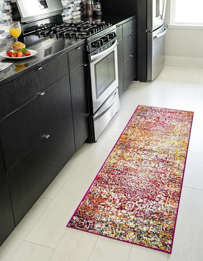 Rugs.com Arlington Collection Rug – 5 Ft Runner Multi Medium-Pile Rug Perfect for Hallways, Entryways