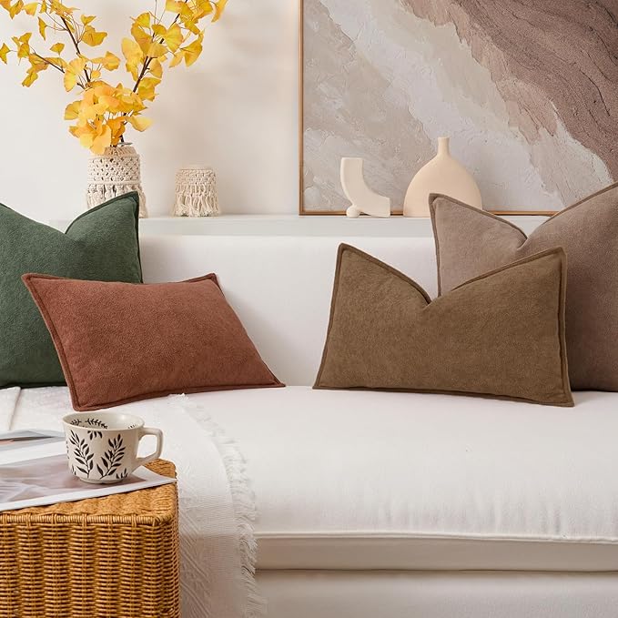 Kevin Textile Waterproof Decorative Pillow Covers Camel 16x16 Inch Pack of 2 Soft Boucle Textured Throw Pillowcases Elegant Accent Pillows for Couch Sofa Chair Bed Home Decor Indoor Outdoor