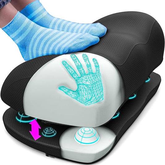 Everlasting Comfort Adjustable Cloud Foot Rest for Under Desk at Work with Pressure Point Nodes - Comfortable Memory Foam Office Foot Stool & Under Desk Pillow for Gaming & Home Accessories