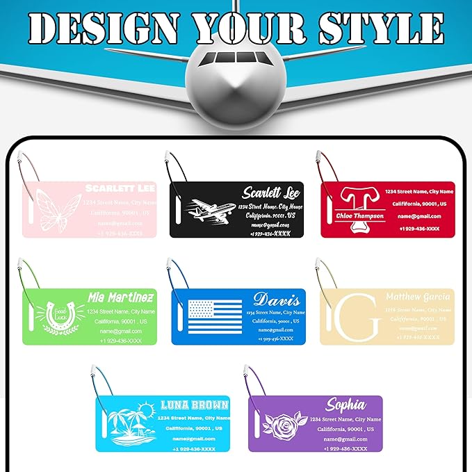 4 PCS Personalized Luggage Tags for Suitcases, Custom Aluminum Luggage Tags for Bags and Backpacks, Waterproof & Heavy Duty Personalized Metal Name Tags for Travel (Green)
