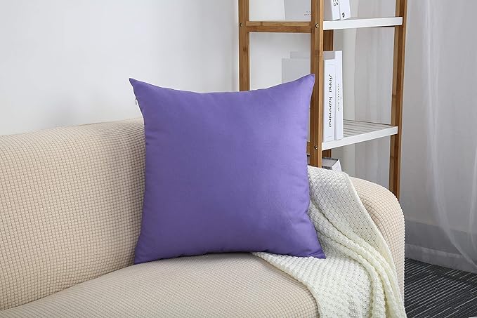 TangDepot Handmade Decorative Solid 100% Cotton Canvas Throw Pillow Covers /Pillow Shams, (18" x18" , Violet, 1 Count (Pack of 1))
