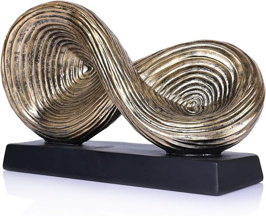 orenm Modern Infinity Loop Symbol Sculpture,Abstract Art Geometric Knot Home Decorations,Unique Shelf Decor Sculpture for Desk Paperweights,Entryway Table,Living, Coffee Table Decor (Gold)