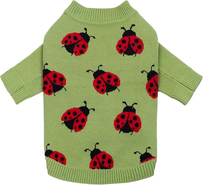 Fitwarm Ladybug Dog Sweater, Warm Dog Winter Clothes for Small Dogs Boy Girl, Pet Outfit, Green, Red, Black, Small