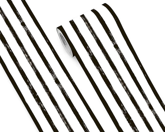 FLFK Wallpaper Border - Black and White Striped Wall Borders Decal Peel and Stick Trim 8" x 240"