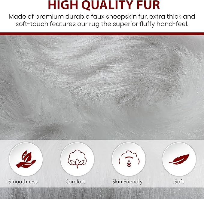 LAMBZY High Pile Super Soft Faux Sheepskin Rug (12'x15, White)
