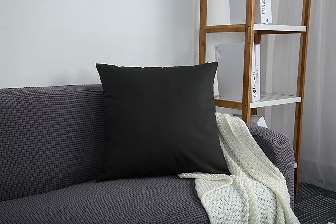 TangDepot Cotton Solid Throw Pillow Covers, 22" x 22" , Charcoal Gray, 1 Count (Pack of 1)