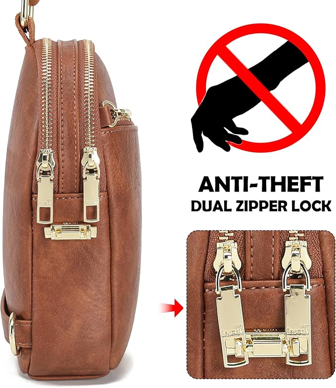 INICAT RFID Blocking Sling Bag Anti Theft Crossbody Bags Women Valentine's Day Gifts Travel Purses Vegan Leather