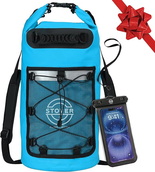 STOVER 5/10/25/30/40/55L Waterproof Dry Bag- Roll-Top Backpack w/Phone Case- Kayaking, Hiking, Camping, Boating- Men/Women