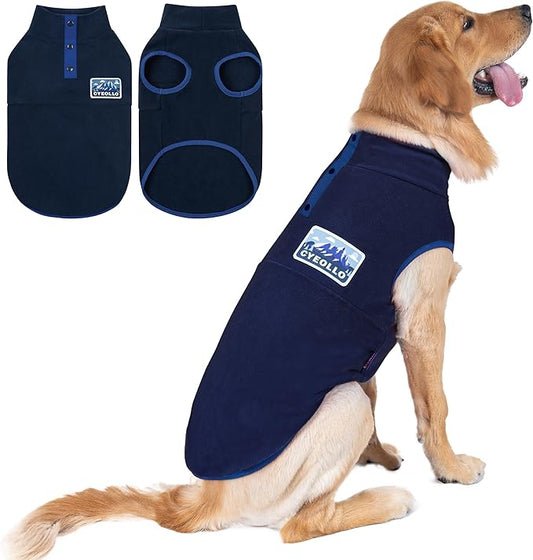 cyeollo Dog Sweaters for Large Dogs, Pullover Dog Fleece Jacket Turtleneck Sweatshirt Stretchy Vest Warm Lightweight Winter Clothes, Navy Blue XXXL