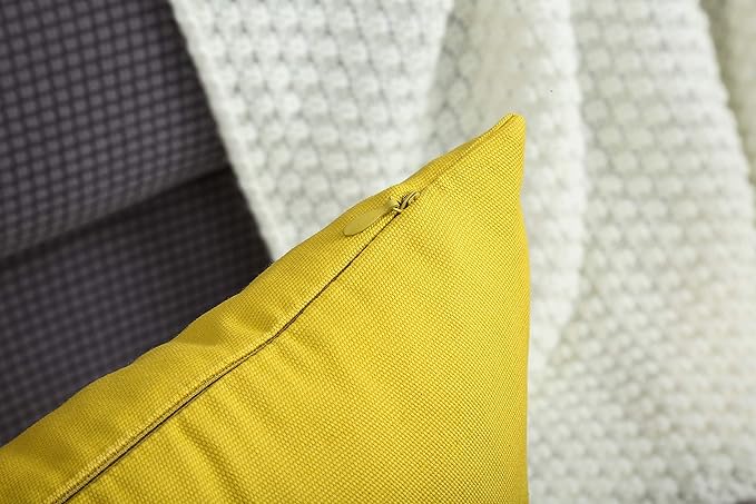 TangDepot Handmade Decorative Solid 100% Cotton Canvas Throw Pillow Covers/Pillow Shams, (22" x22" , Deep Yellow, 1 Count (Pack of 1))