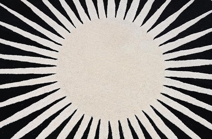 Modern Round Area Rug – Hand-Tufted with 100% NZ Wool, Thick & Soft Circular Carpet for Living Room, Bedroom & Dining Room Decor (Black, 10' Round)
