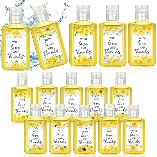 50 Pcs Yellow Flower Mini Hand Sanitizer Bulk Thank You Gift Favors Small Hand Sanitizer for Guest 1fl oz Travel Size Hand Soap Gift for Wedding and Baby Shower Supplies