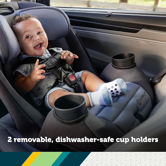 Safety 1st Ellaris 3-in-1 Convertible Car Seat, Slim Fit Design, Rear & Forward-Facing, 5-Position Headrest, 3-Across Fit, Travel-Friendly with Machine-Washable Seat Pad, Smokey Haze