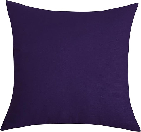 TangDepot Handmade Decorative Solid 100% Cotton Canvas Throw Pillow Covers/Pillow Shams, (18"x18", Purple)