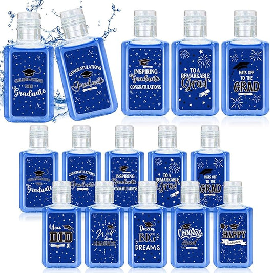 50 Pcs Mini Hand Sanitizer Bulk Bible Verse Hand Sanitizer Religious Inspirational Favors 1fl oz Travel Size Hand Soap Gift for Party Favors (Graduation, Blue)