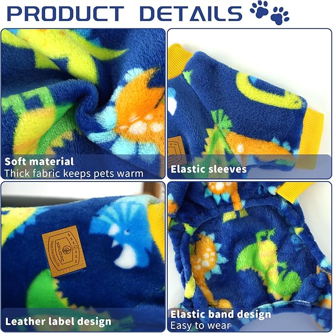 XPUDAC Dog Pajamas Fleece Dog Sweaters for Small Medium Dogs Girl Boy Soft Warm Winter Pet Clothes for Doggie Winter Christmas(XX-Large)