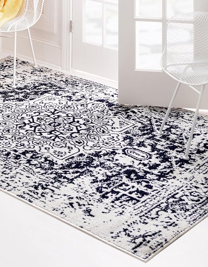 Rugs.com Arlington Collection Rug – 6' x 9' Blue Medium-Pile Rug Perfect for Living Rooms, Large Dining Rooms, Open Floorplans